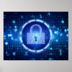 Abstrakter Blue Binary Data Background Poster