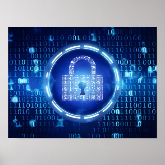 Abstrakter Blue Binary Data Background Poster (Vorne)