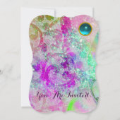 ABSTRAKTER BLUE GEM, AQUAMARINE LILA WELLEN, GLITZ EINLADUNG (Rückseite)