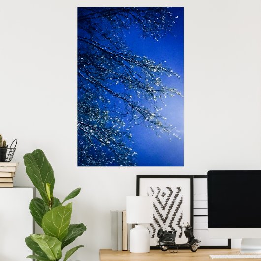 Abstrakter Blue Icy Tree Poster (Heimbüro)