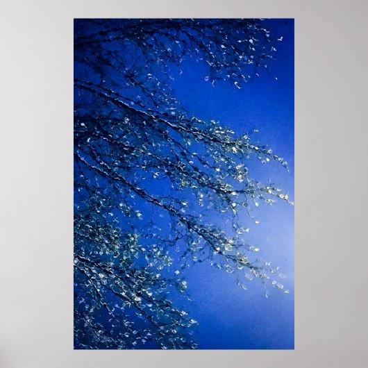Abstrakter Blue Icy Tree Poster (Vorne)