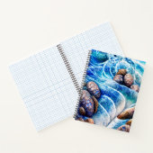 Abstrakter Blue Ocean Wave Marbella Goldene Kunst Notizblock (Innenseite)