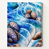 Abstrakter Blue Ocean Wave Marbella Goldene Kunst Notizblock (Rückseite)