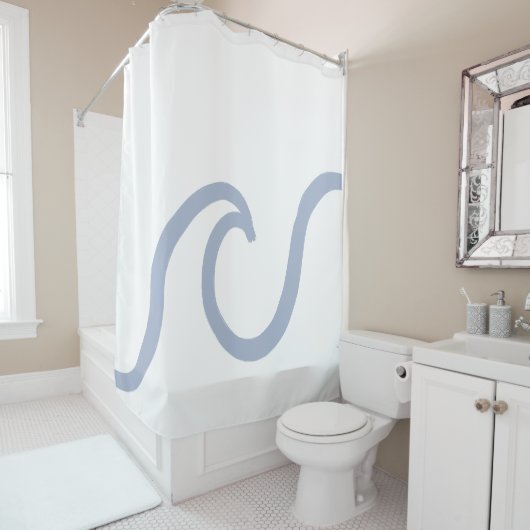 Abstrakter Blue Ocean Wave Minimalistischer Duschv Duschvorhang (Beispiel)