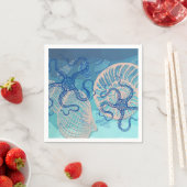 Abstrakter Blue Sea Print Paper Cocktail Napkin Serviette (Beispiel)