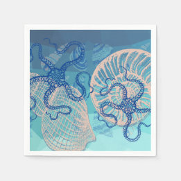 Abstrakter Blue Sea Print Paper Cocktail Napkin Serviette
