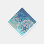 Abstrakter Blue Sea Print Paper Cocktail Napkin Serviette (Ecke)