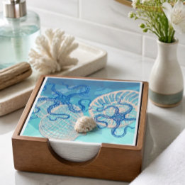 Abstrakter Blue Sea Print Paper Cocktail Napkin Serviette