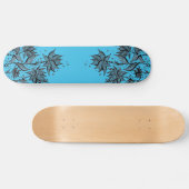 Abstrakter Blume Lineart BlauSkateboard Skateboard (Horizontal)