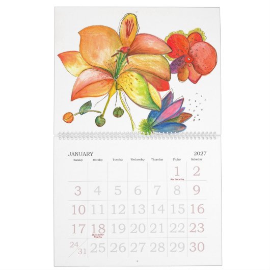 Abstrakter Blumen-und Orchideen-Kalender Kalender (Jan 2027)