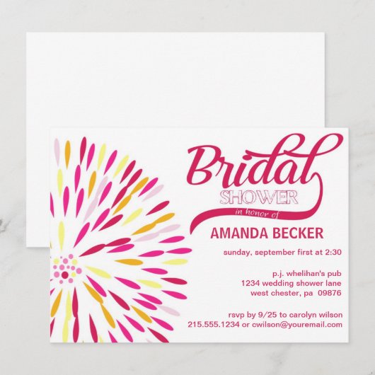 Abstrakter Blumendusche Einladung (Vorne/Hinten)