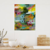Abstrakter Blumengarten 2 Blumen Botanische Malere Poster (Küche)