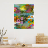Abstrakter Blumengarten Botanische Malerei Poster (Küche)