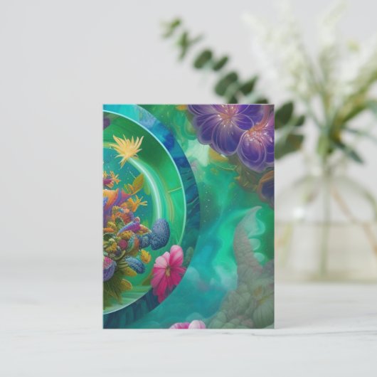 Abstrakter Blumengarten Postkarte (Stehend Vorderseite)