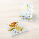 Abstrakter Blumenhintergrund Glasuntersetzer (Schrägansicht)