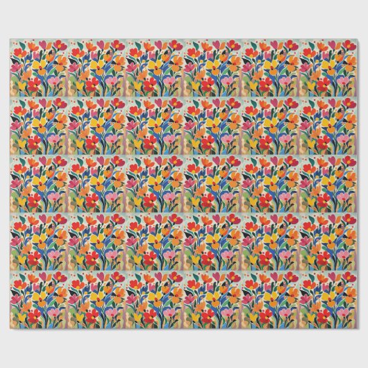 Abstrakter Blumenhintergrund, lebendig, Geschenkpapier (Flach)