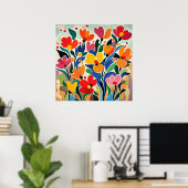 Abstrakter Blumenhintergrund, lebendig, Poster (Heimbüro)