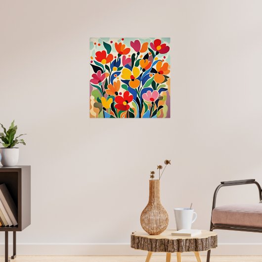 Abstrakter Blumenhintergrund, lebendig, Poster (Wohnzimmer 3)