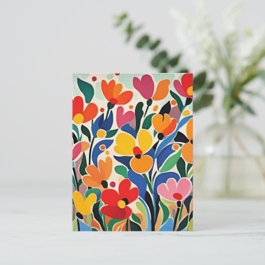 Abstrakter Blumenhintergrund, lebendig, Postkarte (Stehend Vorderseite)