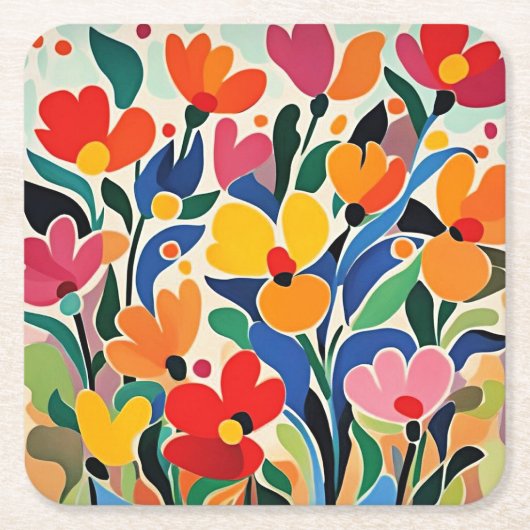 Abstrakter Blumenhintergrund, lebendig, Rechteckiger Pappuntersetzer (Vorderseite)