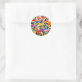 Abstrakter Blumenhintergrund, lebendig, Runder Aufkleber (Tasche)