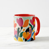 Abstrakter Blumenhintergrund, lebendig, Tasse (VorderseiteRechts)