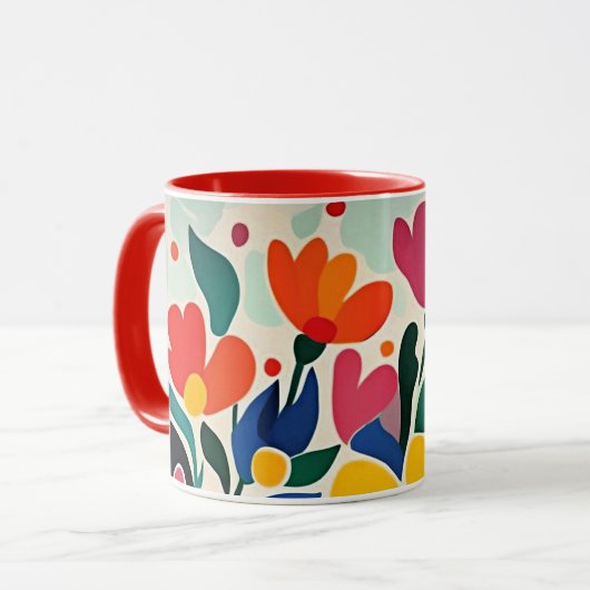 Abstrakter Blumenhintergrund, lebendig, Tasse (Vorderseite Links)