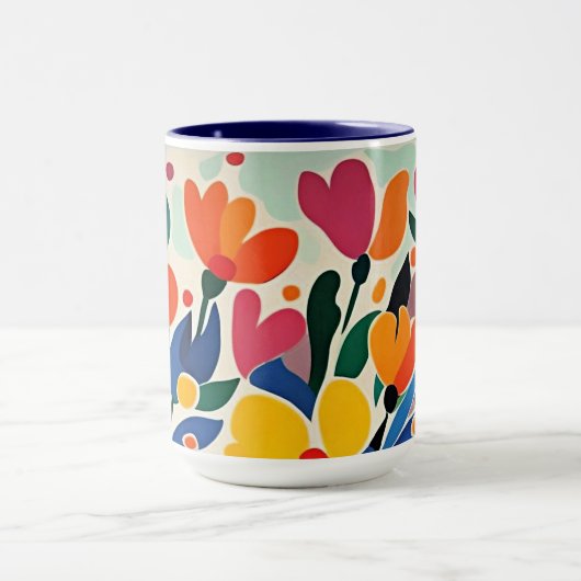 Abstrakter Blumenhintergrund, lebendig, Tasse (Zentrum)