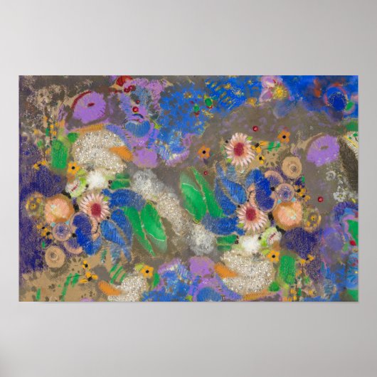Abstrakter Blumenhintergrund von Odilon Redon. Poster (Vorne)