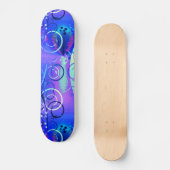 Abstrakter Blumenstrudel-blaue lila Girly Skateboard (Vorderseite)