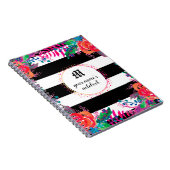 Abstrakter Blumenwald, schwarz gestreift Notizblock (Rechte Seite)