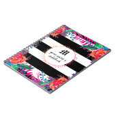 Abstrakter Blumenwald, schwarz gestreift Notizblock (Linke Seite)