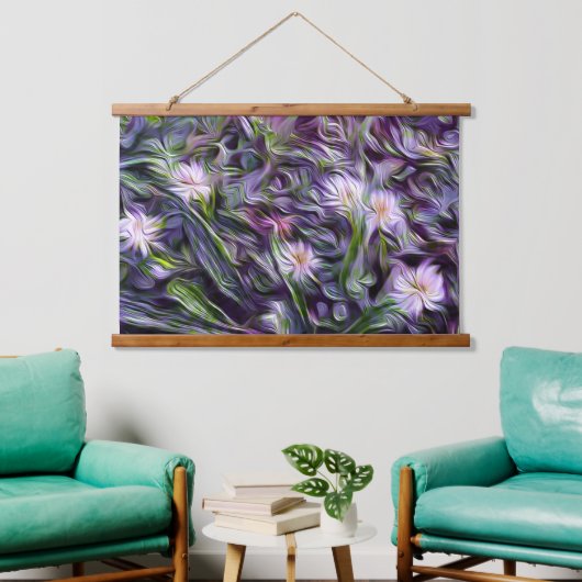 Abstrakter Blumenwald Wandteppich Mit Holzrahmen (Wohnzimmer)
