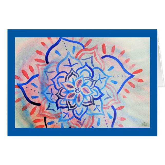 Abstrakter Blumenwatercolor Mandala (Vorderseite (Horizontal))