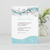 Abstrakter Blumenwirbel - türkisfarben Einladung (Stehend Vorderseite)