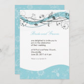 Abstrakter Blumenwirbel - türkisfarben Einladung (Vorne/Hinten)