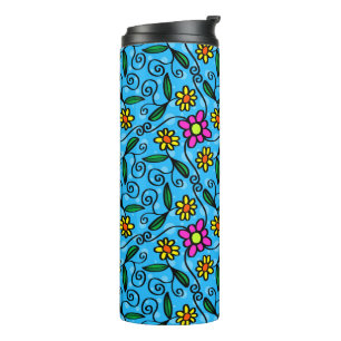 Abstrakter Blumiger Thermobecher Thermosbecher