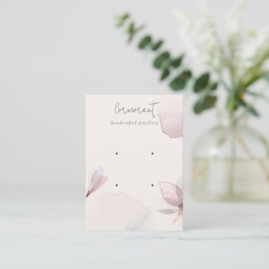 Abstrakter Blush-Aquarellblume 2 Earring Holder Visitenkarte (Stehend Vorderseite)
