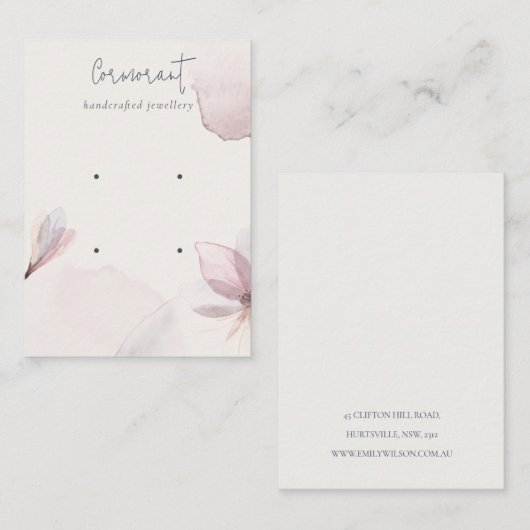 Abstrakter Blush-Aquarellblume 2 Earring Holder Visitenkarte (Vorne/Hinten)