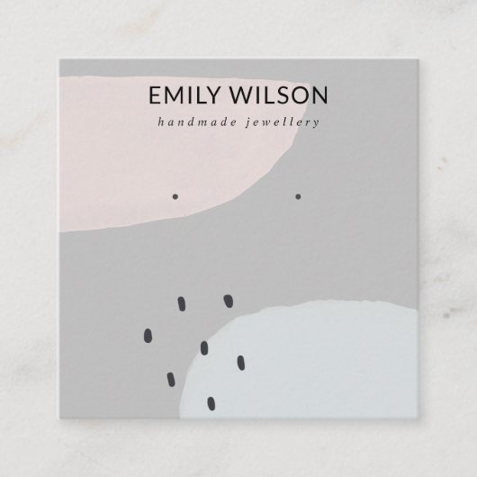 ABSTRAKTER BLUSH DUSKY BLUE STUD EARRING DISPLAY S QUADRATISCHE VISITENKARTE (Vorderseite)