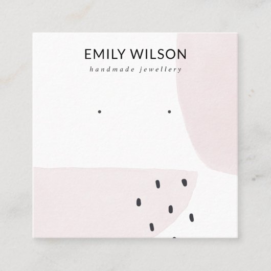 ABSTRAKTER BLUSH DUSKY PINK STUD EARRING DISPLAY  QUADRATISCHE VISITENKARTE (Vorderseite)