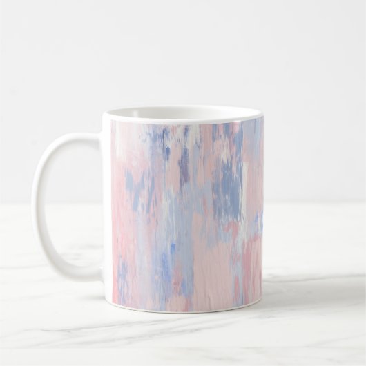Abstrakter Blush und blaue Pinselstriche Kaffeetasse (Links)
