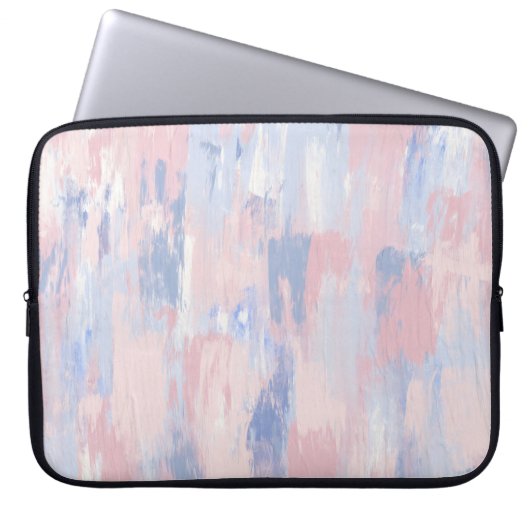 Abstrakter Blush und blaue Pinselstriche Laptopschutzhülle (Vorderseite)