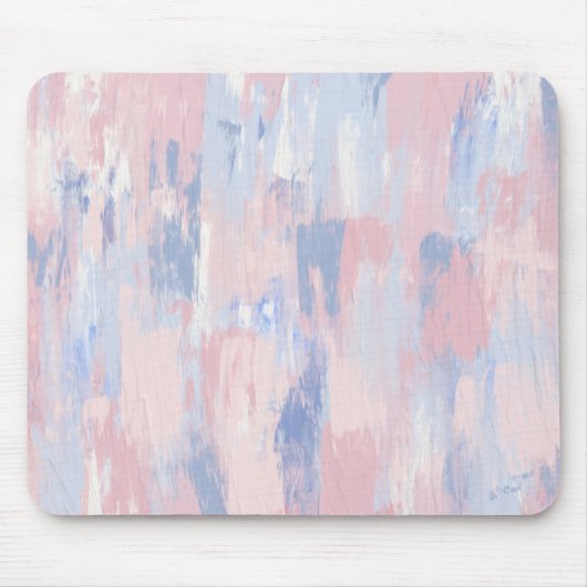 Abstrakter Blush und blaue Pinselstriche Mousepad (Vorne)