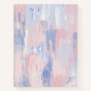 Abstrakter Blush und blaue Pinselstriche Notizblock