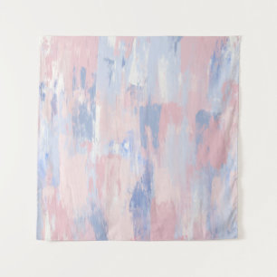 Abstrakter Blush und blaue Pinselstriche Wandteppich