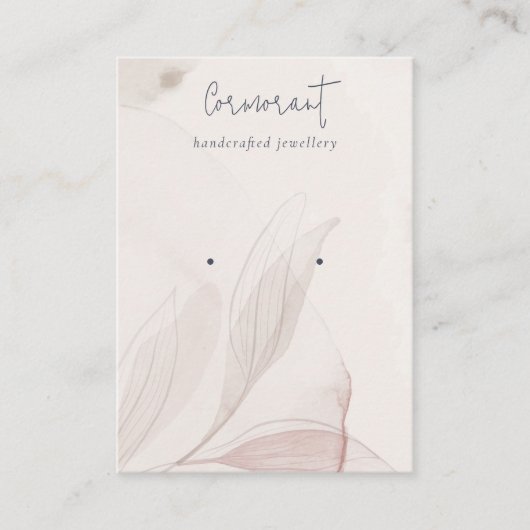 Abstrakter Blush Watercolor Foliage Earring Holder Visitenkarte (Vorderseite)