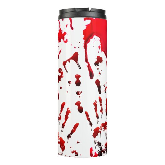 Abstrakter blutiger Spritzer und Handprints Thermosbecher (Rückseite)