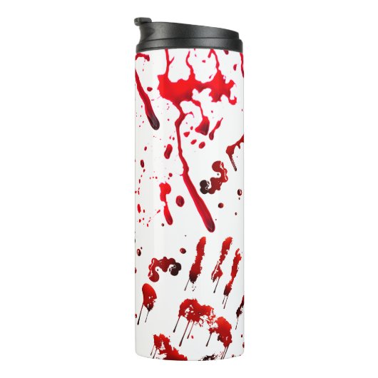 Abstrakter blutiger Spritzer und Handprints Thermosbecher (Nach rechts gedreht)