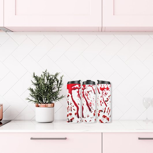 Abstrakter blutiger Spritzer und Handprints Thermosbecher